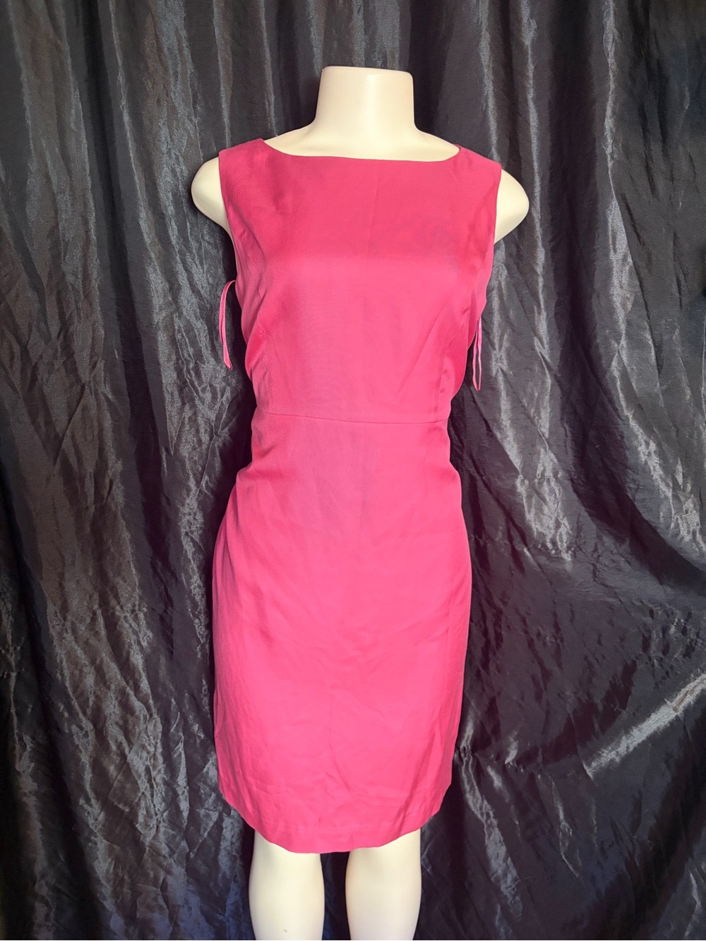 Amanda Smith Sleeveless 100% Silk Midi Dress in Hot Pink